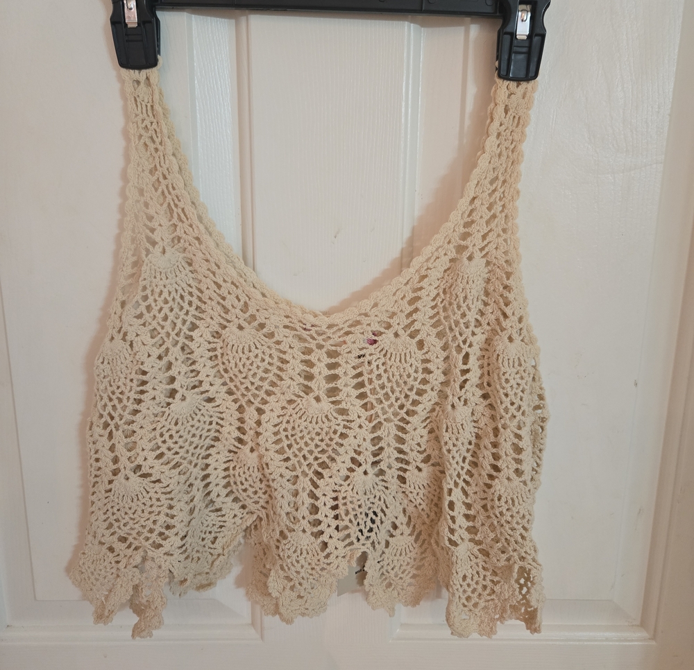 Chelsea & Violet Cream Crochet Camisole Tank Top